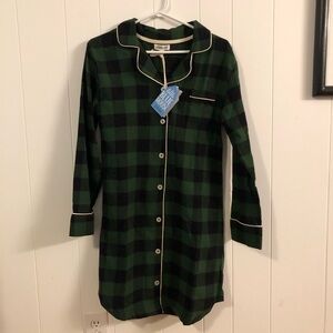 Little Blue House by Hatley NWT Green/Black Flannel Cotton Night Shirt M